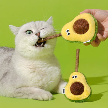 Zeze | Avocado Silvervine Cat Toy – Plush Avocado with Hemp Ball & Chew Stick