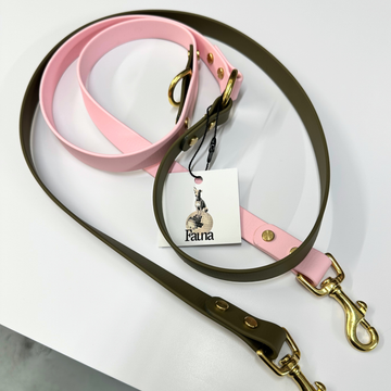 Fauna | Petra Multiway Dog Lead in Olive & Pastel Pink