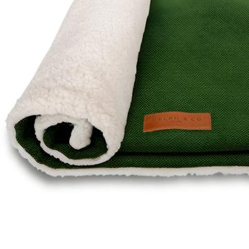 Ralph & Co | The Richmond - Luxury Green Stonewashed & Sherpa Reversible Dog Blanket