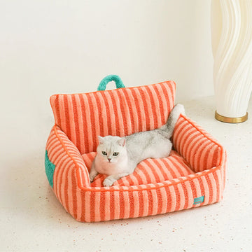 Zeze | Striped Plush Pet Sofa Bed